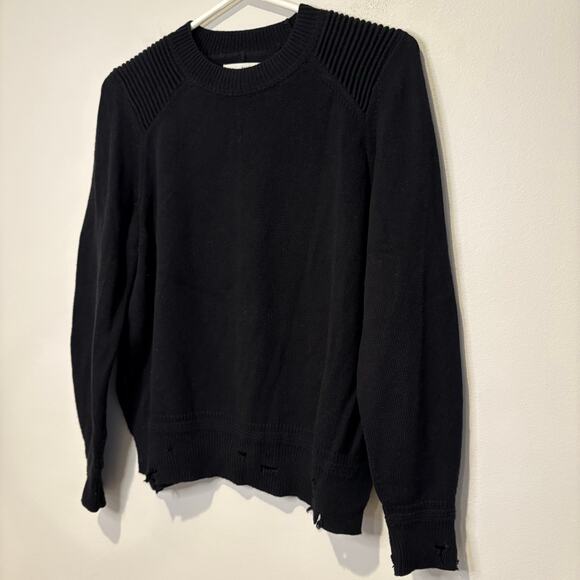 Isabel Marant Etoile Black Wool Blend Side Slit Crewneck Distressed Sweater 36 - Picture 8 of 8
